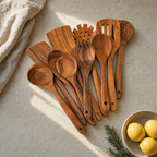 10-Piece Premium Non-Toxic Teak Wood Utensil Set