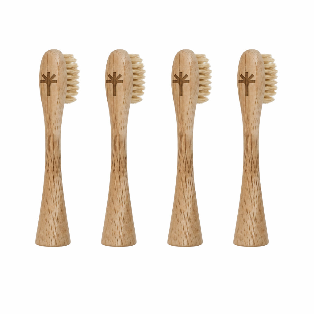 Boar Hair Bristle Bamboo Replacement Toothbrush Heads 4 Pack | Thallō