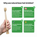 Kids Bamboo Toothbrush with Natural Boar or Horse Hair Bristles | Thallō