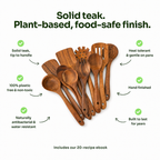 10-Piece Premium Non-Toxic Teak Wood Utensil Set