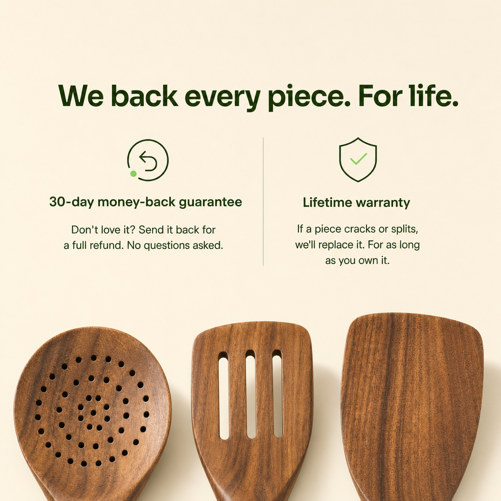 10-Piece Premium Non-Toxic Teak Wood Utensil Set
