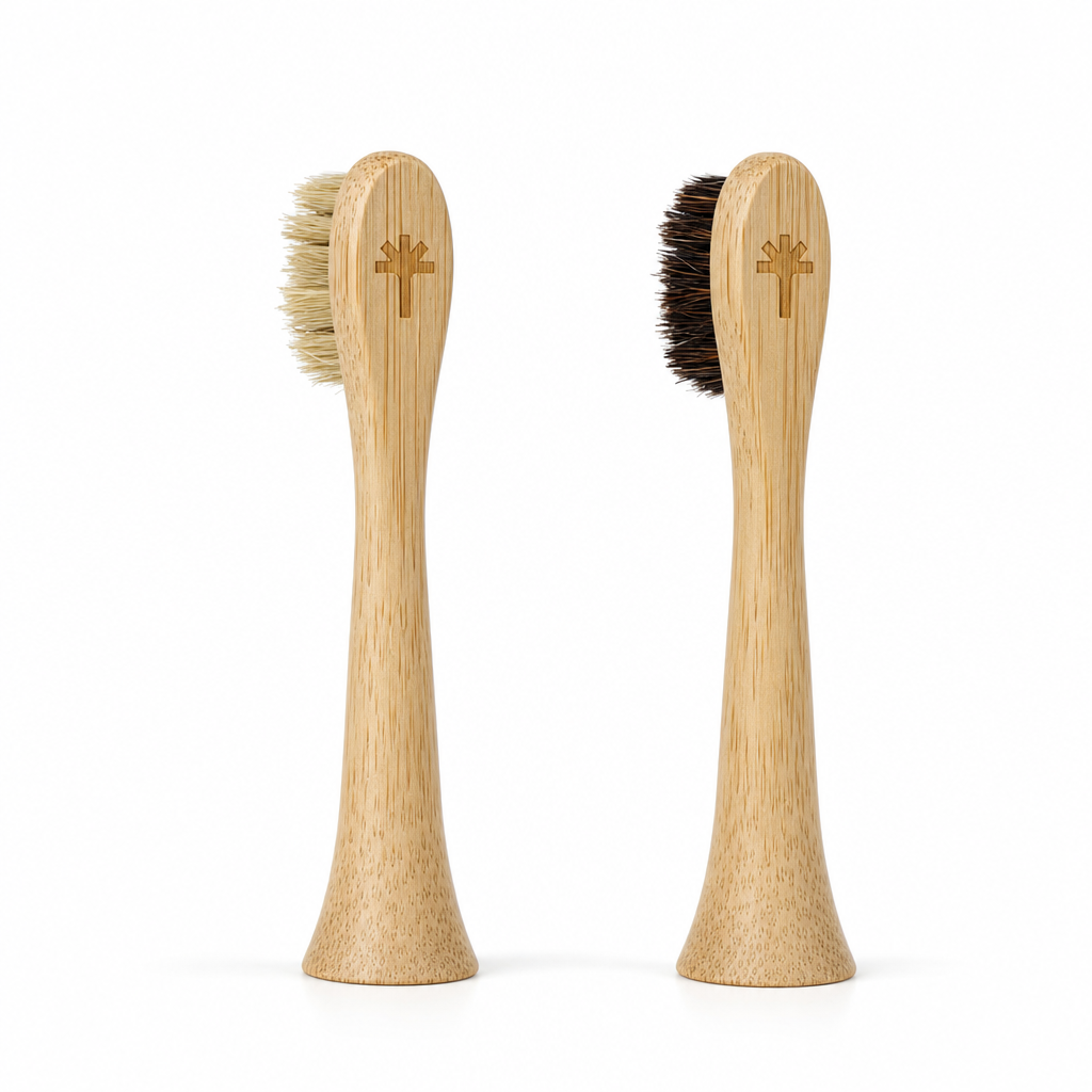 Horse Hair Bristle & Bamboo Replacement Toothbrush Heads (SONICARE COMPATIBLE) 2 pack
