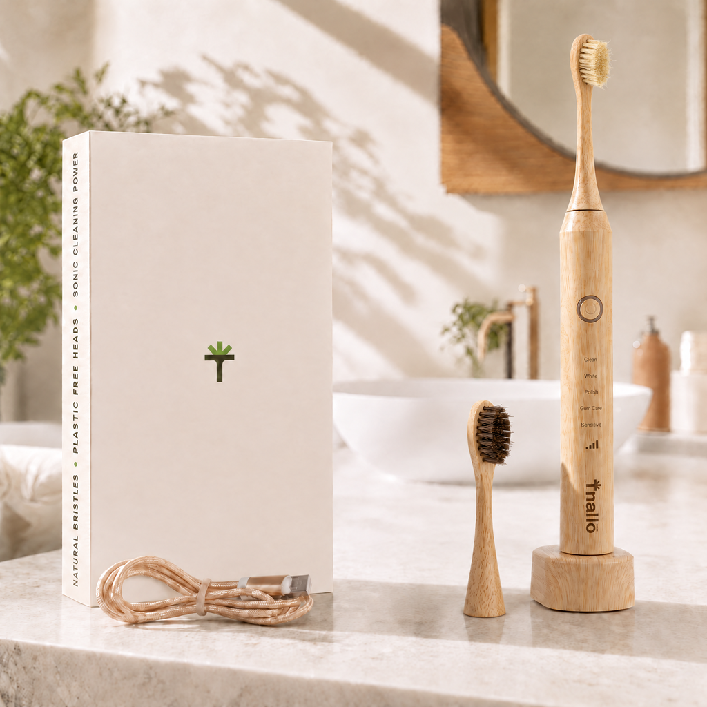 Electric Bamboo Toothbrush with Natural Boar Hair Bristles | Thallō