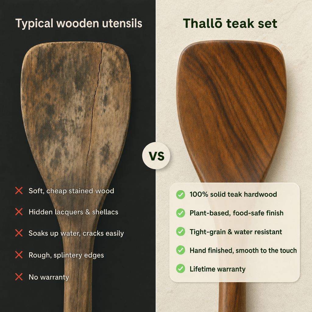 10-Piece Premium Non-Toxic Teak Wood Utensil Set