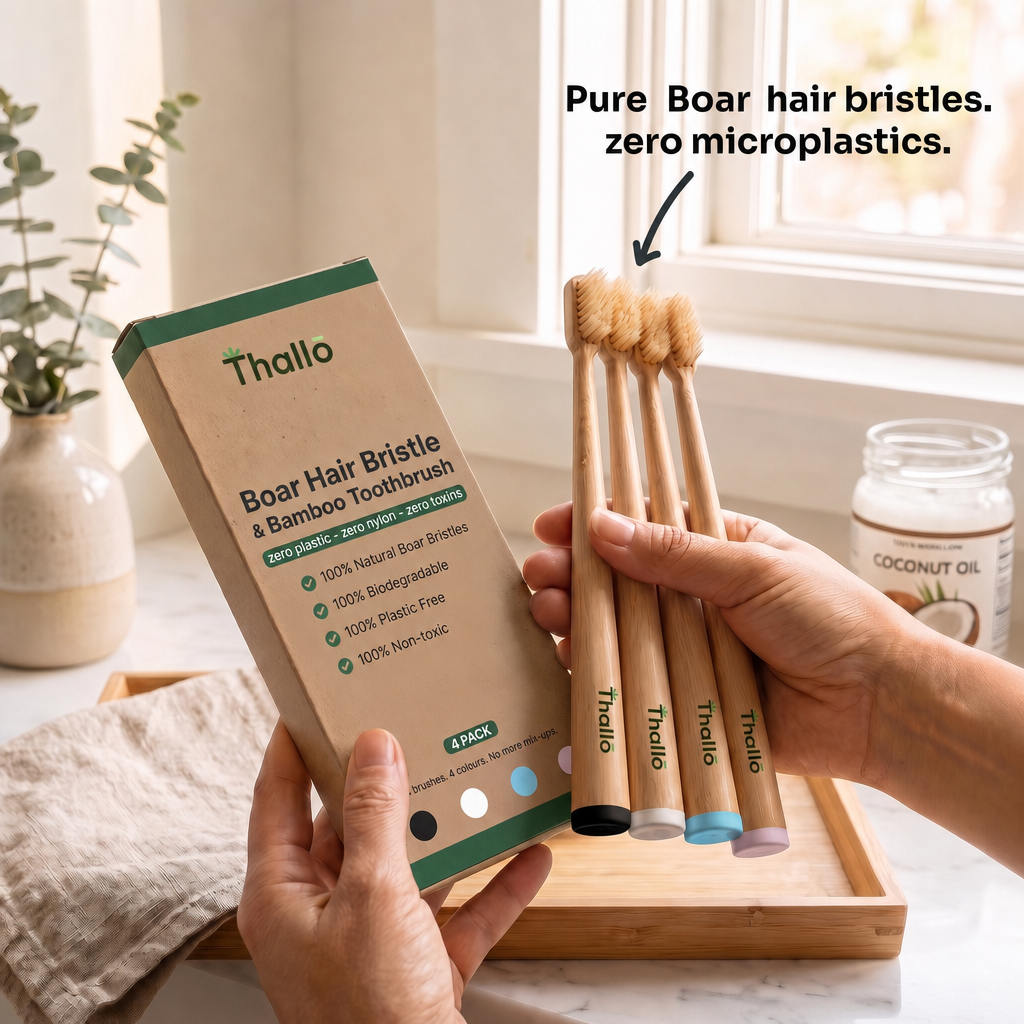 Boar or Horse Hair Bristle Bamboo Plastic Free Toothbrush