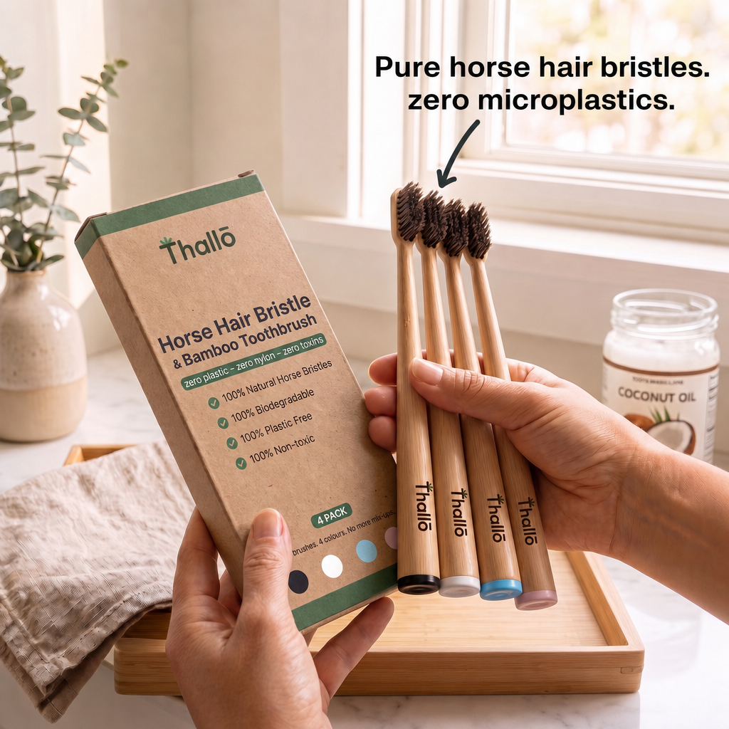 Boar or Horse Hair Bristle Bamboo Plastic Free Toothbrush